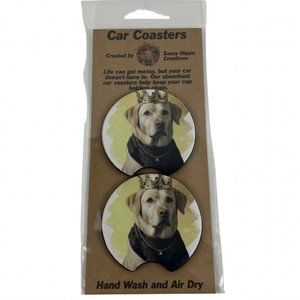 Car Coasters King Dog Richard Dog Life Set of 2 Neoprene Absorbent Sassy Hippo
